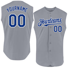 Charger l'image dans la galerie, Custom Gray Royal-White Authentic Sleeveless Baseball Jersey