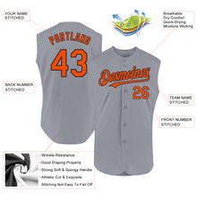 Charger l'image dans la galerie, Custom Gray Orange-Black Authentic Sleeveless Baseball Jersey
