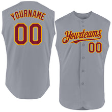Charger l'image dans la galerie, Custom Gray Crimson-Gold Authentic Sleeveless Baseball Jersey