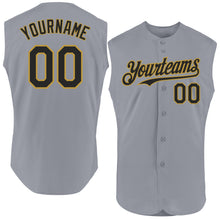 Charger l'image dans la galerie, Custom Gray Black-Old Gold Authentic Sleeveless Baseball Jersey