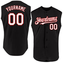 Laden Sie das Bild in den Galerie-Viewer, Custom Black White-Red Authentic Sleeveless Baseball Jersey