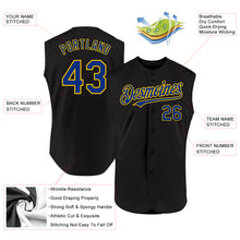 Laden Sie das Bild in den Galerie-Viewer, Custom Black Royal-Yellow Authentic Sleeveless Baseball Jersey