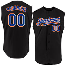 Charger l'image dans la galerie, Custom Black Royal-Orange Authentic Sleeveless Baseball Jersey