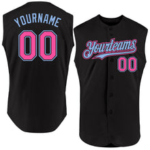 Laden Sie das Bild in den Galerie-Viewer, Custom Black Pink-Light Blue Authentic Sleeveless Baseball Jersey