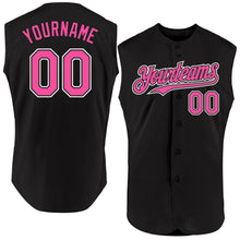Charger l'image dans la galerie, Custom Black Pink-White Authentic Sleeveless Baseball Jersey