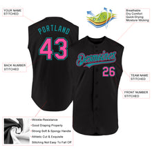 Charger l'image dans la galerie, Custom Black Pink-Teal Authentic Sleeveless Baseball Jersey