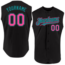 Charger l'image dans la galerie, Custom Black Pink-Teal Authentic Sleeveless Baseball Jersey