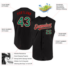 Charger l'image dans la galerie, Custom Black Kelly Green-Red Authentic Sleeveless Baseball Jersey