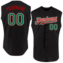 Charger l'image dans la galerie, Custom Black Kelly Green-Red Authentic Sleeveless Baseball Jersey