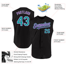 Charger l'image dans la galerie, Custom Black Teal-Purple Authentic Sleeveless Baseball Jersey