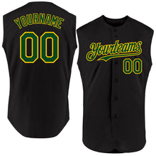Laden Sie das Bild in den Galerie-Viewer, Custom Black Green-Yellow Authentic Sleeveless Baseball Jersey