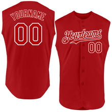 Charger l'image dans la galerie, Custom Red White Authentic Sleeveless Baseball Jersey