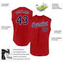Charger l'image dans la galerie, Custom Red Navy-White Authentic Sleeveless Baseball Jersey