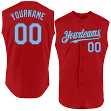 Charger l'image dans la galerie, Custom Red Light Blue-Steel Gray Authentic Sleeveless Baseball Jersey