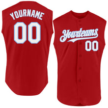Charger l'image dans la galerie, Custom Red White-Light Blue Authentic Sleeveless Baseball Jersey
