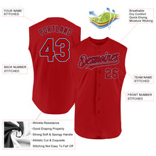Charger l'image dans la galerie, Custom Red Navy-Gray Authentic Sleeveless Baseball Jersey