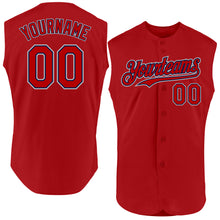 Charger l'image dans la galerie, Custom Red Navy-Gray Authentic Sleeveless Baseball Jersey