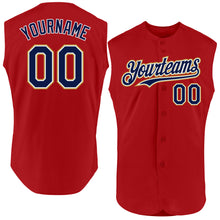 Charger l'image dans la galerie, Custom Red Navy-Old Gold Authentic Sleeveless Baseball Jersey