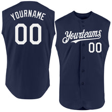 Charger l'image dans la galerie, Custom Navy White Authentic Sleeveless Baseball Jersey
