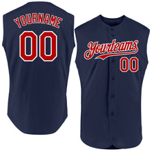 Charger l'image dans la galerie, Custom Navy Red-White Authentic Sleeveless Baseball Jersey