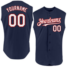 Charger l'image dans la galerie, Custom Navy White-Red Authentic Sleeveless Baseball Jersey