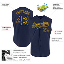 Charger l'image dans la galerie, Custom Navy Gold Authentic Sleeveless Baseball Jersey