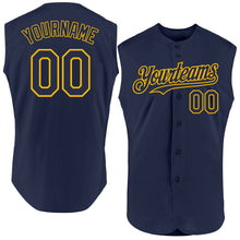 Charger l'image dans la galerie, Custom Navy Gold Authentic Sleeveless Baseball Jersey