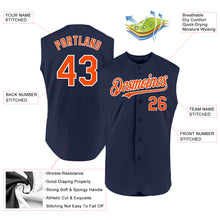 Charger l'image dans la galerie, Custom Navy Orange-White Authentic Sleeveless Baseball Jersey