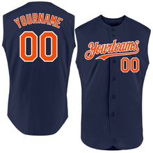 Charger l'image dans la galerie, Custom Navy Orange-White Authentic Sleeveless Baseball Jersey