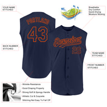 Charger l'image dans la galerie, Custom Navy Orange Authentic Sleeveless Baseball Jersey