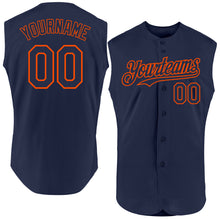 Charger l'image dans la galerie, Custom Navy Orange Authentic Sleeveless Baseball Jersey