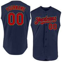 Charger l'image dans la galerie, Custom Navy Red-Old Gold Authentic Sleeveless Baseball Jersey
