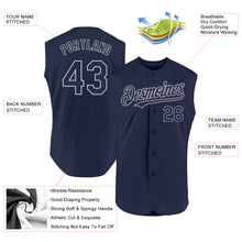 Charger l'image dans la galerie, Custom Navy Gray Authentic Sleeveless Baseball Jersey
