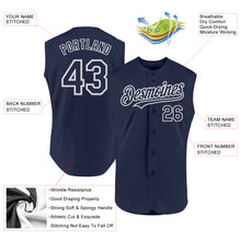 Charger l'image dans la galerie, Custom Navy White-Gray Authentic Sleeveless Baseball Jersey