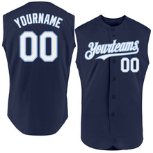 Charger l'image dans la galerie, Custom Navy White-Light Blue Authentic Sleeveless Baseball Jersey