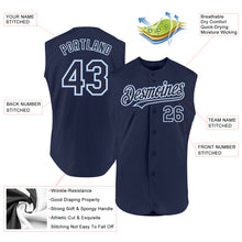 Charger l'image dans la galerie, Custom Navy White-Light Blue Authentic Sleeveless Baseball Jersey