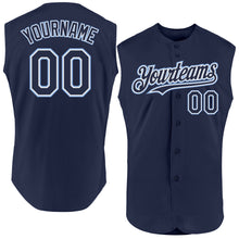Charger l'image dans la galerie, Custom Navy White-Light Blue Authentic Sleeveless Baseball Jersey