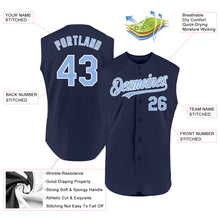 Charger l'image dans la galerie, Custom Navy Light Blue-White Authentic Sleeveless Baseball Jersey