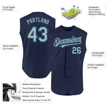 Laden Sie das Bild in den Galerie-Viewer, Custom Navy Gray-Teal Authentic Sleeveless Baseball Jersey