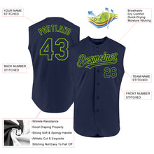 Charger l'image dans la galerie, Custom Navy Neon Green Authentic Sleeveless Baseball Jersey