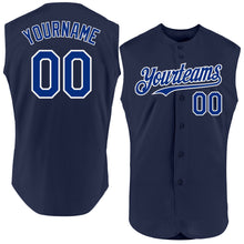 Charger l'image dans la galerie, Custom Navy Royal-White Authentic Sleeveless Baseball Jersey