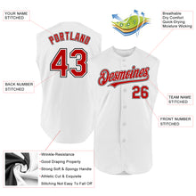Charger l'image dans la galerie, Custom White Red-Black Authentic Sleeveless Baseball Jersey
