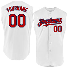 Charger l'image dans la galerie, Custom White Red-Navy Authentic Sleeveless Baseball Jersey