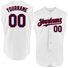 Charger l'image dans la galerie, Custom White Navy-Red Authentic Sleeveless Baseball Jersey