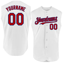 Charger l'image dans la galerie, Custom White Red-Royal Authentic Sleeveless Baseball Jersey