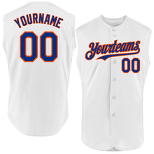 Charger l'image dans la galerie, Custom White Royal-Orange Authentic Sleeveless Baseball Jersey