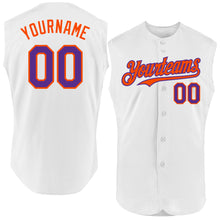 Charger l'image dans la galerie, Custom White Purple-Orange Authentic Sleeveless Baseball Jersey