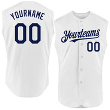 Charger l'image dans la galerie, Custom White Navy Authentic Sleeveless Baseball Jersey