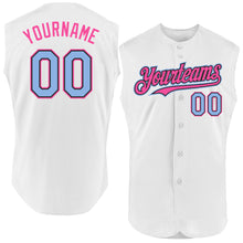 Charger l'image dans la galerie, Custom White Light Blue Black-Pink Authentic Sleeveless Baseball Jersey