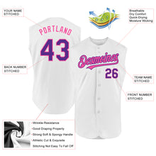 Charger l'image dans la galerie, Custom White Purple-Pink Authentic Sleeveless Baseball Jersey